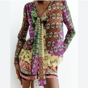 Zara Multicolor Patterned Blouse